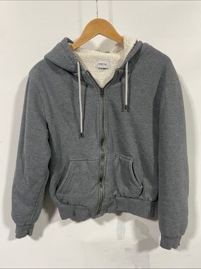 Hyden Yoo Gray Sherpa-Lined Zip Hoodie with Drawstring